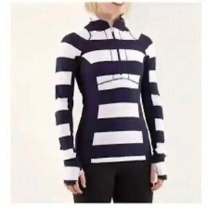 Lululemon Run Switch Back 1/2 Zip Wide Bold Stripe Women’s Size 8